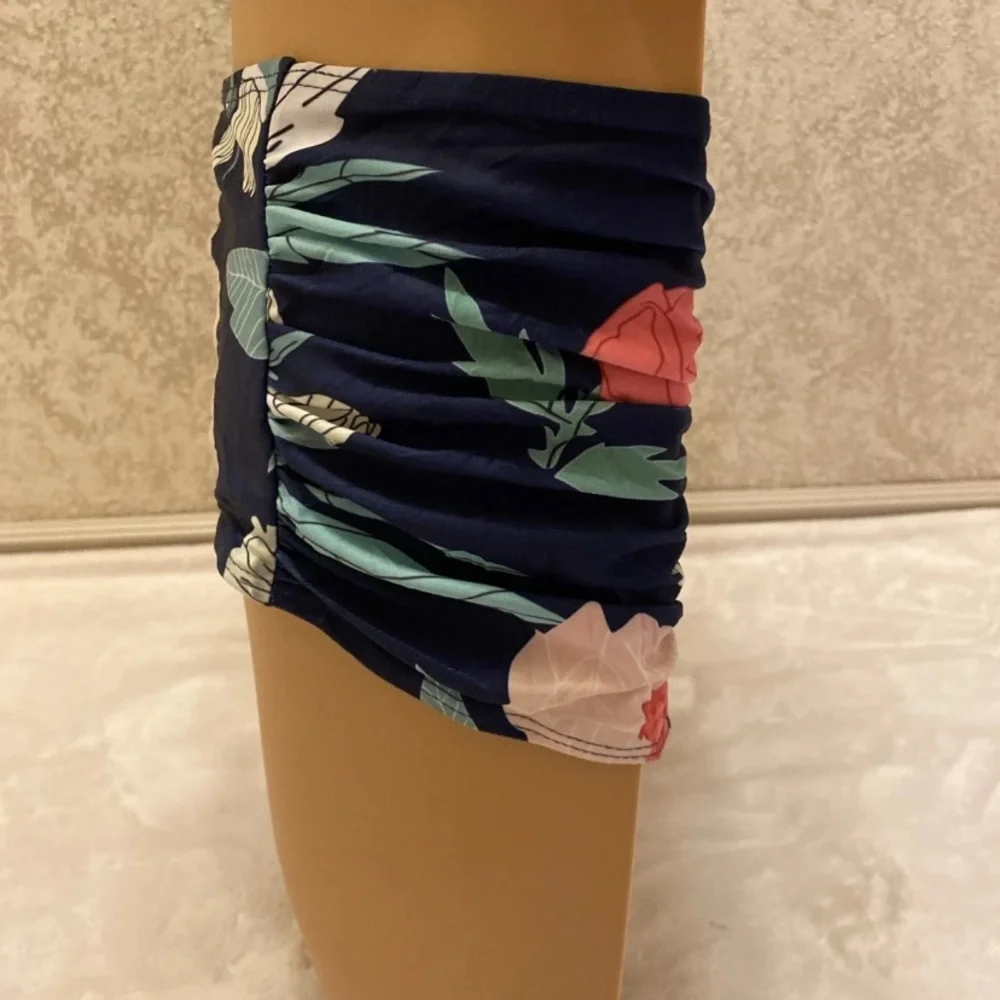 Aqua and Navy Floral Bikini Set